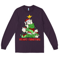 Plum meowy christmas cat tree Long Sleeve Tee - MaliasSmallBusiness
