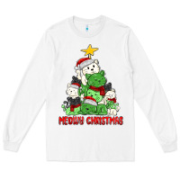 White meowy christmas cat tree Long Sleeve Tee - MaliasSmallBusiness