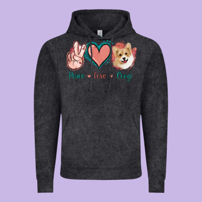 Peace Love Corgi Vintage Hoodie Designed By Jasminsmagicworld