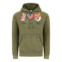 Vintage Olive Peace Love Corgi Vintage Hoodie - Jasminsmagicworld