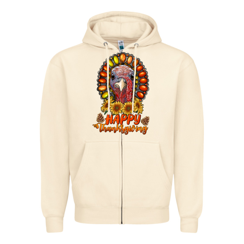 Happy Thanksgiving Gemstone Zipper Hoodie by RanaPortraitStore | Teevron