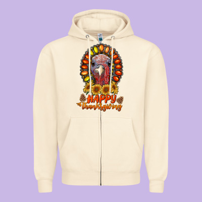 Happy Thanksgiving Gemstone Zipper Hoodie Designed By Ranaportraitstore