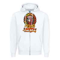 White happy thanksgiving gemstone Zipper Hoodie - RanaPortraitStore