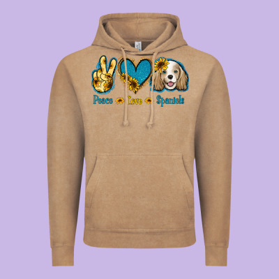 Peace Love Cocker Spaniel Vintage Hoodie Designed By Jasminsmagicworld
