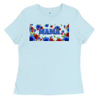 Baby Blue floral american mama 16oz libbey cup Ladies Tee - HRA Design Shop