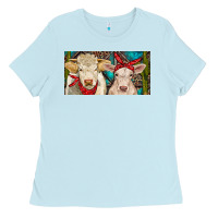 Baby Blue Charolais bull and calf Ladies Tee - RanaPortraitStore