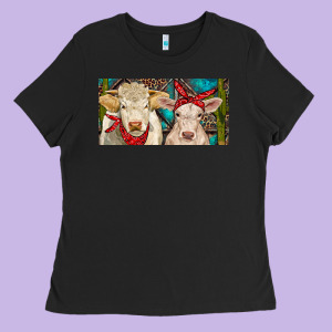 Charolais Bull And Calf Ladies Tee Designed By Ranaportraitstore