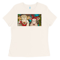 Bone Charolais bull and calf Ladies Tee - RanaPortraitStore