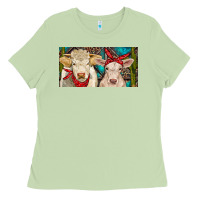 Matcha Charolais bull and calf Ladies Tee - RanaPortraitStore