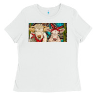 White Charolais bull and calf Ladies Tee - RanaPortraitStore