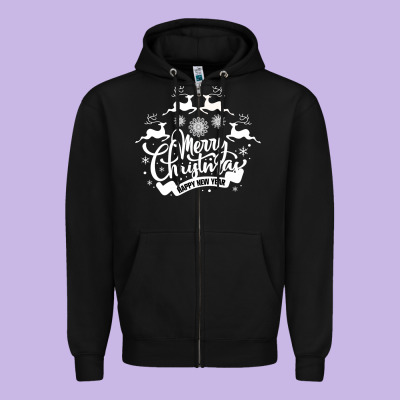 Merry Christmas Happy New Year Zipper Hoodie Designed By Bettercallsaul