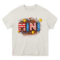 Cream usa mini  leopard background Heavy Core Tee - AdoDesignShop