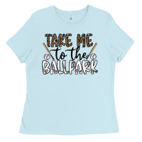 Baby Blue take me to the ballpark Ladies Tee - CowhideDigitalArt