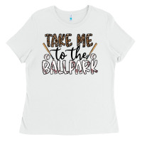 White take me to the ballpark Ladies Tee - CowhideDigitalArt