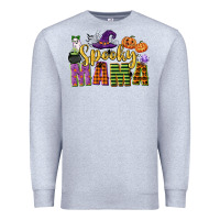 Heather Grey spooky mama Premium Sweatshirt - CowGirlArtShop