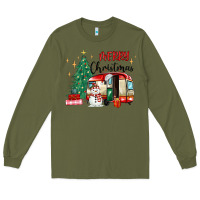 Army Green merry christmas camper Long Sleeve Tee - MaliasSmallBusiness
