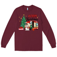 Burgundy merry christmas camper Long Sleeve Tee - MaliasSmallBusiness