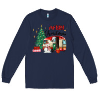 Navy merry christmas camper Long Sleeve Tee - MaliasSmallBusiness