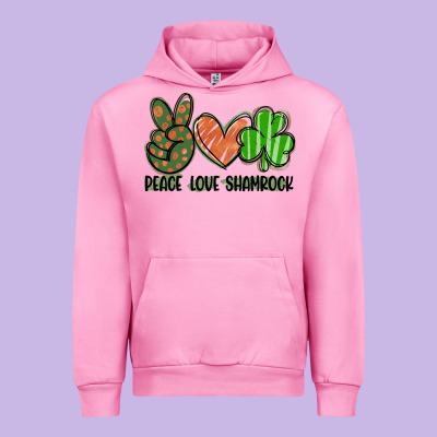 Peace Love Shamrock Urban Hoodie Designed By Fadigitalartstudio