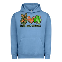 Pigment Pebble Blue peace love shamrock Urban Hoodie - FaDigitalArtStudio