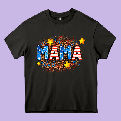 Usa Mama  Leopard Background Heavy Core Tee Designed By Adodesignshop
