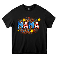 Black usa Mama  leopard background Heavy Core Tee - AdoDesignShop