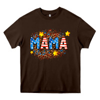 Chocolate Brown usa Mama  leopard background Heavy Core Tee - AdoDesignShop