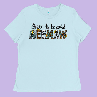 Blessed Meemaw Ladies Tee Designed By Cowhidedigitalart