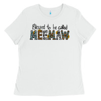 White blessed meemaw Ladies Tee - CowhideDigitalArt
