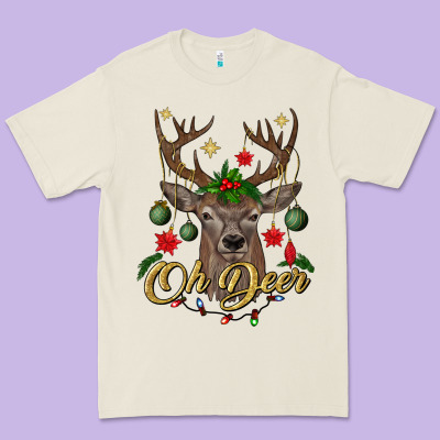 Oh Deer Christmas Premium Tee Designed By Bundleandbundleshop