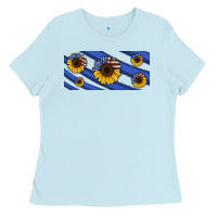 Baby Blue american flag sunflowers 16oz libbey cup Ladies Tee - HRA Design Shop