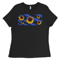 Black american flag sunflowers 16oz libbey cup Ladies Tee - HRA Design Shop