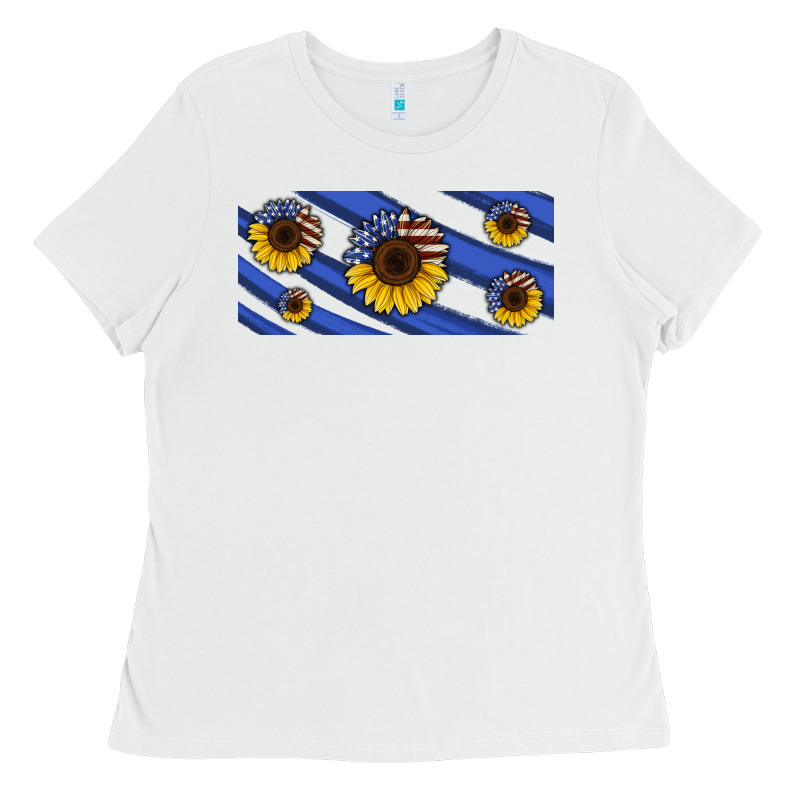 American Flag Sunflowers 16oz Libbey Cup Ladies Tee by HRA Design Shop | Teevron