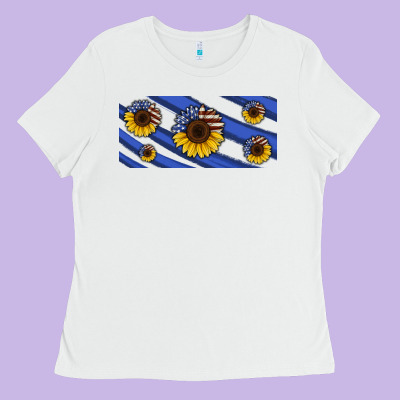 American Flag Sunflowers 16oz Libbey Cup Ladies Tee Designed By Hra Design Shop