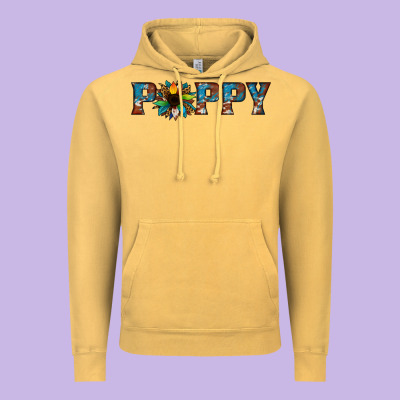 Poppy Cowhide Sunflower Vintage Hoodie Designed By Jasminsmagicworld