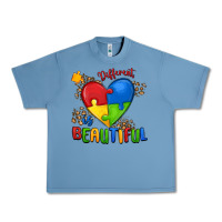 Pebble Blue different is beautiful autism Urban Heavy Tee - MaliasSmallBusiness