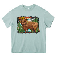 Arona western cactus highland cow Heavy Core Tee - BarkalooDesign