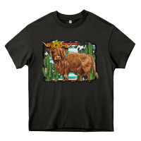 Asphalt western cactus highland cow Heavy Core Tee - BarkalooDesign