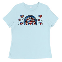 Baby Blue american flag rainbow 16oz libbey cup Ladies Tee - HRA Design Shop