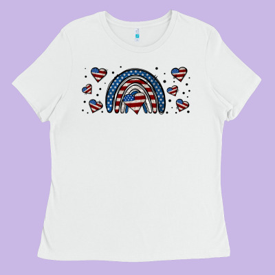 American Flag Rainbow 16oz Libbey Cup Ladies Tee Designed By Hra Design Shop