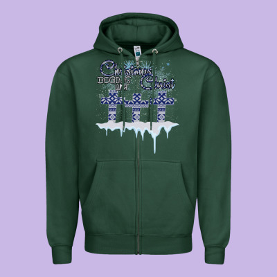 Christmas Christ Begins With Zipper Hoodie Designed By Bettercallsaul