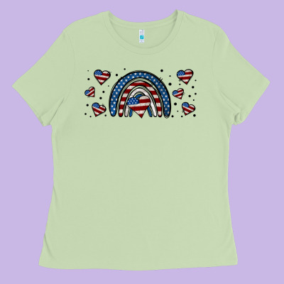American Flag Rainbow 16oz Libbey Cup Ladies Tee Designed By Hra Design Shop