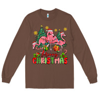 Chestnut merry christmas flamingos Long Sleeve Tee - MaliasSmallBusiness