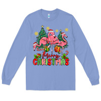 Colony Blue merry christmas flamingos Long Sleeve Tee - MaliasSmallBusiness
