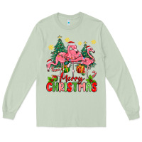 Matcha merry christmas flamingos Long Sleeve Tee - MaliasSmallBusiness