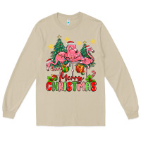 Mushroom merry christmas flamingos Long Sleeve Tee - MaliasSmallBusiness