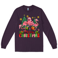 Plum merry christmas flamingos Long Sleeve Tee - MaliasSmallBusiness