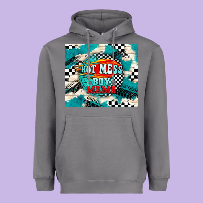 Hot Mess Boy Mama With Fire Heavyweight Hoodie Designed By Tumblerdesignbyshophia