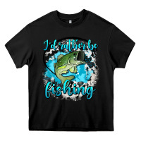 Black i d rather be fishing Heavy Core Tee - AdoDesignShop
