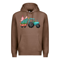 Chestnut Christmas tree tractor Premium Hoodie - CowGirlArtShop